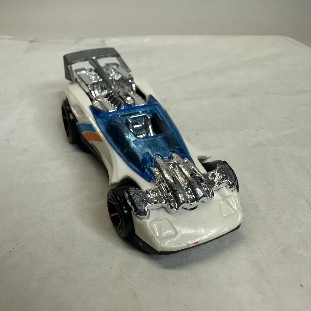 Hot Wheels Flathead Fury White‎ Blue Orange Race Car Toy Diecast Metal